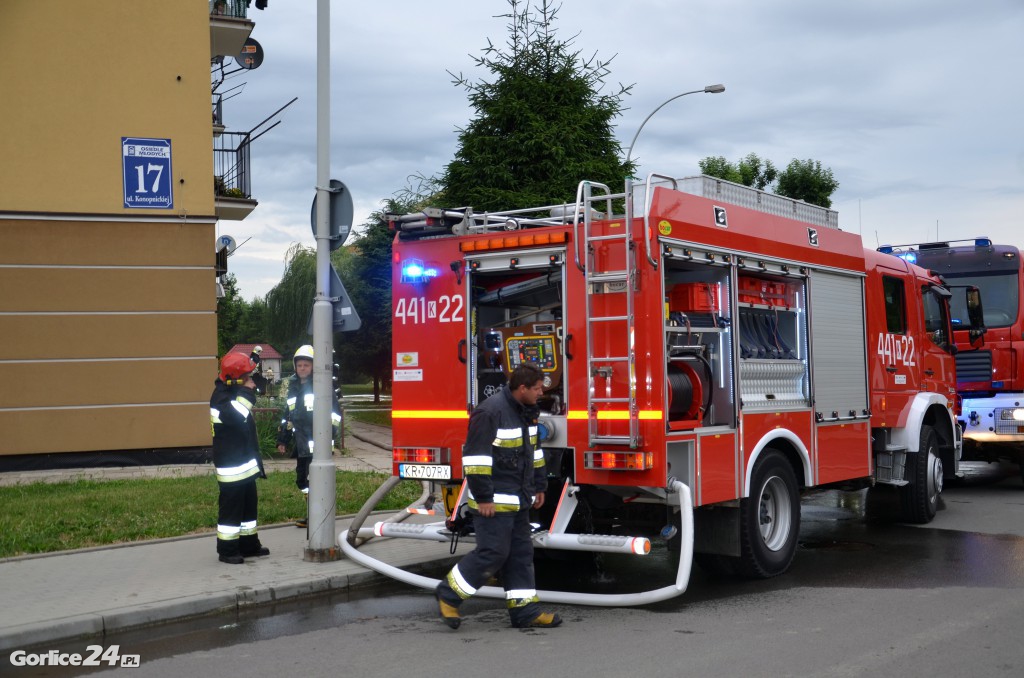 Gorlice: Pożar w bloku mieszkalnym