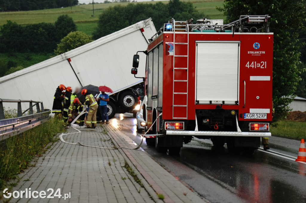 Łużna. TIR wypadł z drogi 28.06.