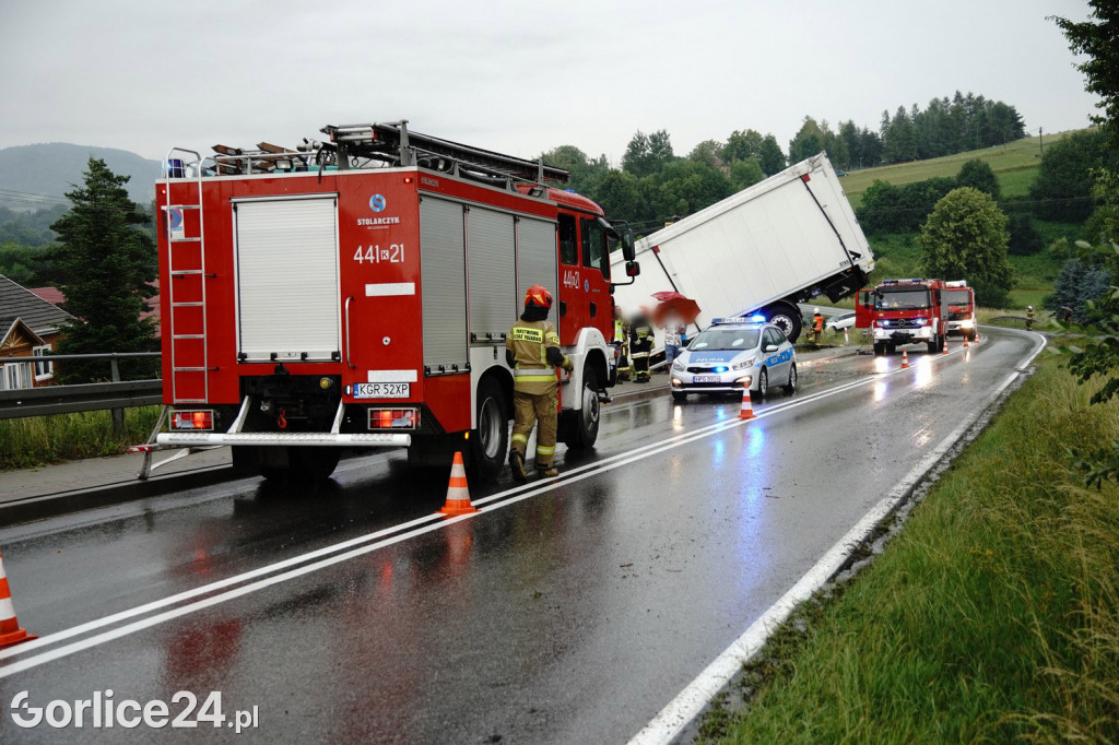 Łużna. TIR wypadł z drogi 28.06.