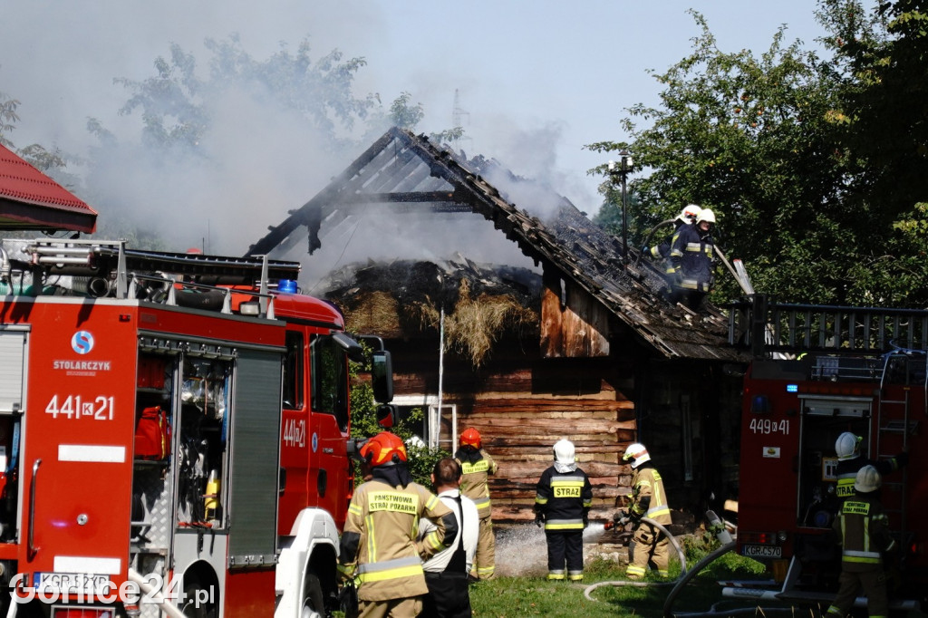 Pożar drewnianego budynku w Kobylance 04.09.