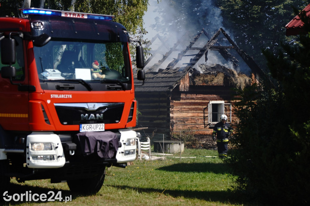 Pożar drewnianego budynku w Kobylance 04.09.