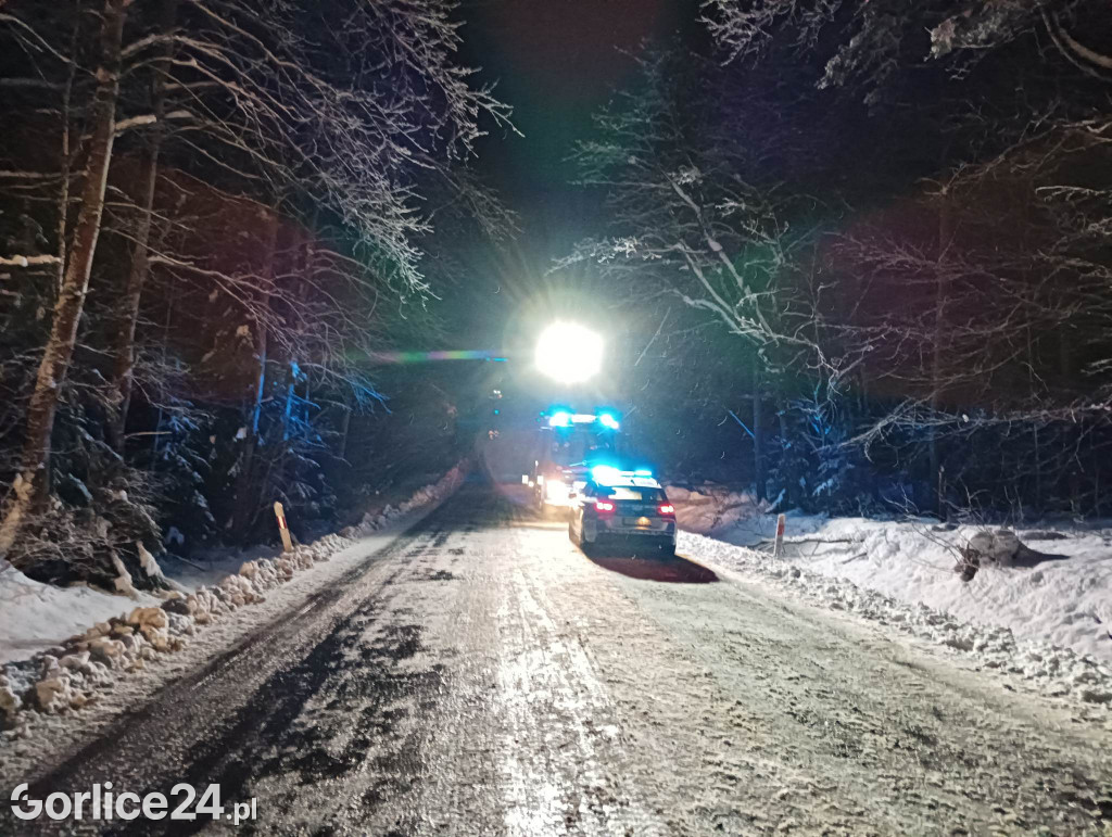Gładyszów. Fatalne warunki i dostawczak w rowie
