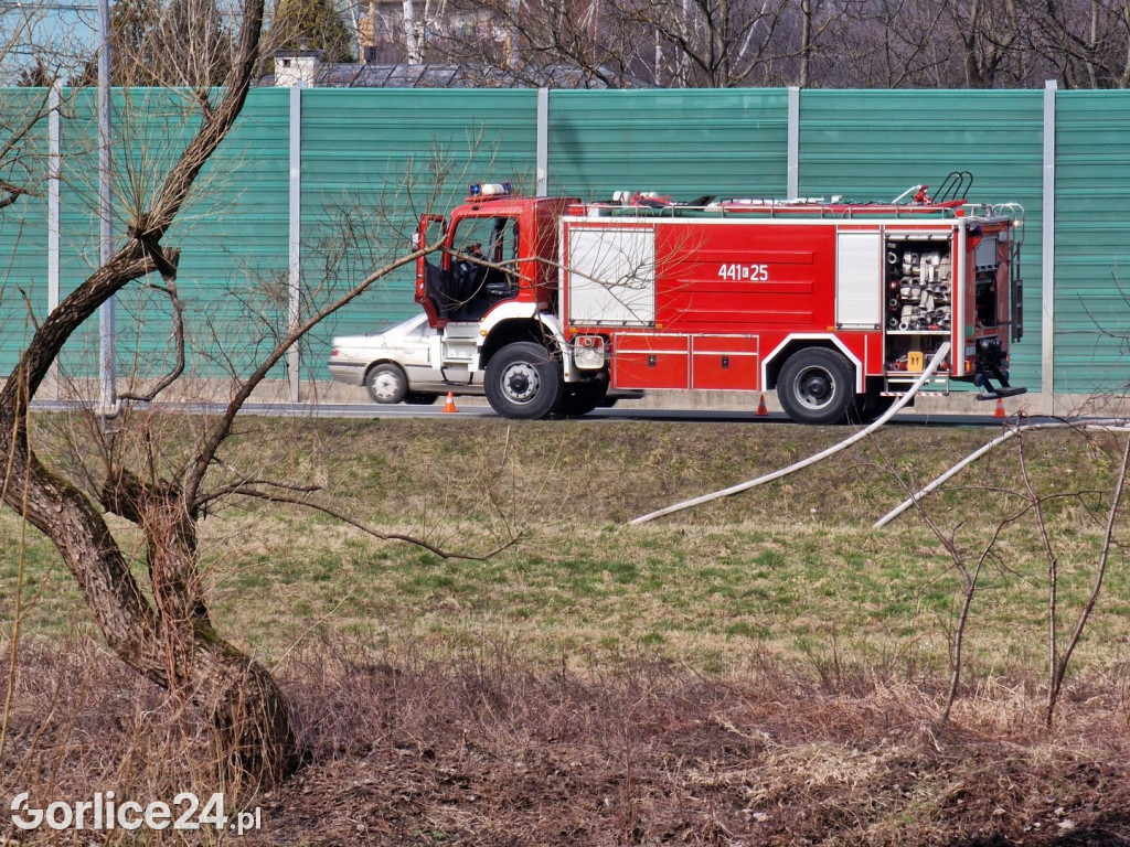 Pożar traw przy ul. Parkowej w Gorlicach (14.03.)