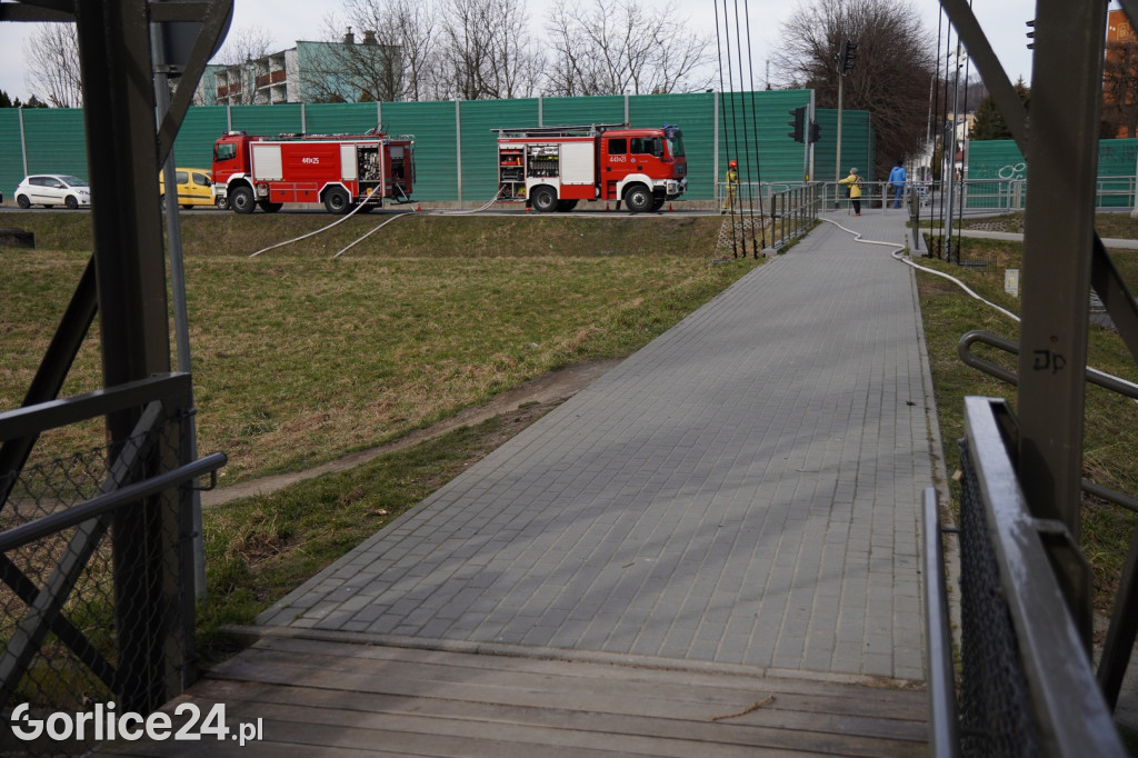 Pożar traw przy ul. Parkowej w Gorlicach (14.03.)