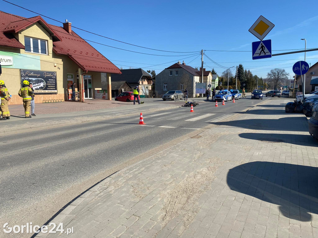 Biecz - zderzenie motocyklisty z osobówką (17.03.)