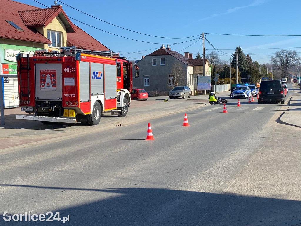 Biecz - zderzenie motocyklisty z osobówką (17.03.)