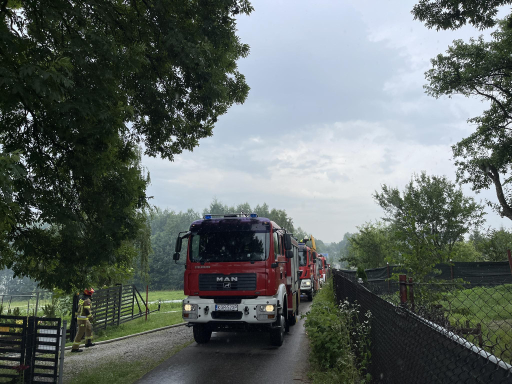 Dominikowice. Pożar drewna przy budynku gospodarczym