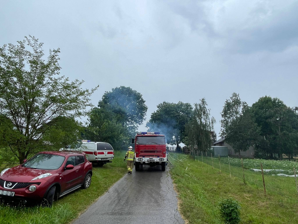 Dominikowice. Pożar drewna przy budynku gospodarczym
