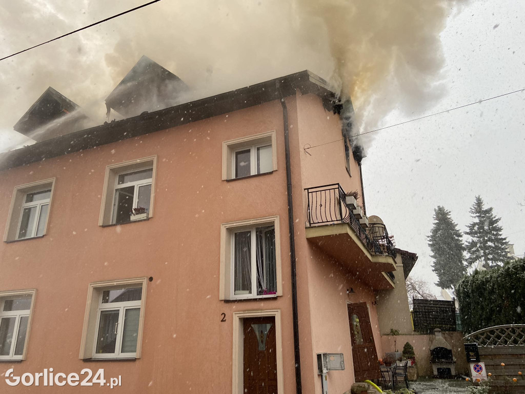 Pożar w centrum Biecza (19.11.)