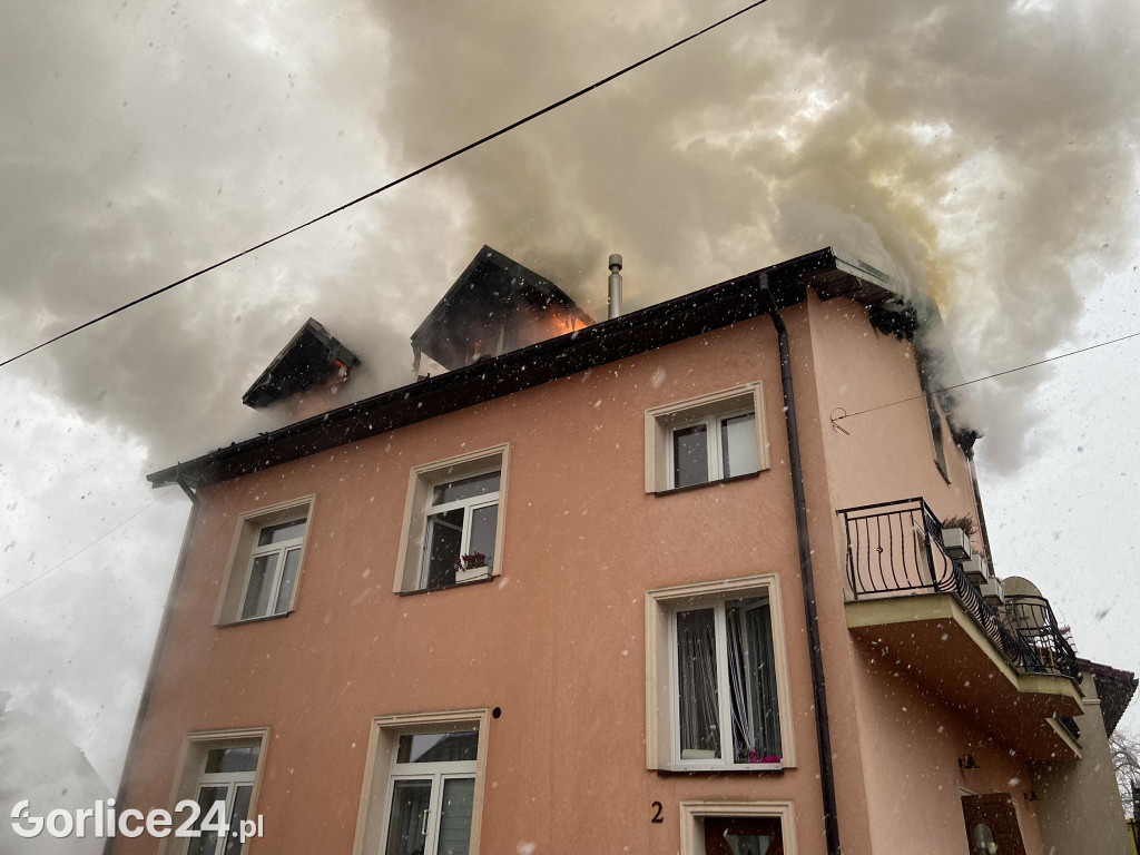 Pożar w centrum Biecza (19.11.)