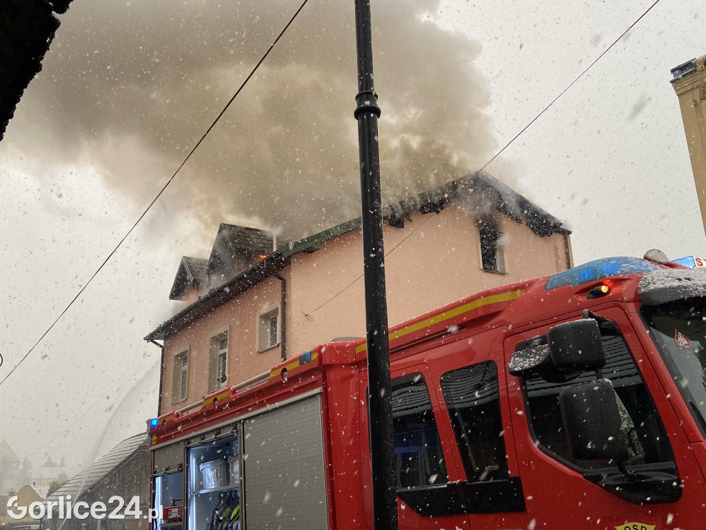 Pożar w centrum Biecza (19.11.)
