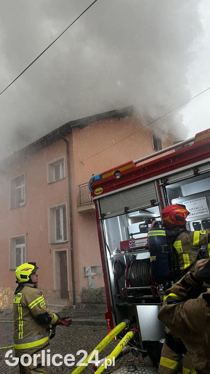 Pożar w centrum Biecza (19.11.)