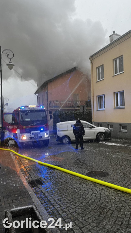 Pożar w centrum Biecza (19.11.)
