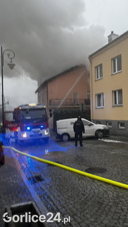 Pożar w centrum Biecza (19.11.)