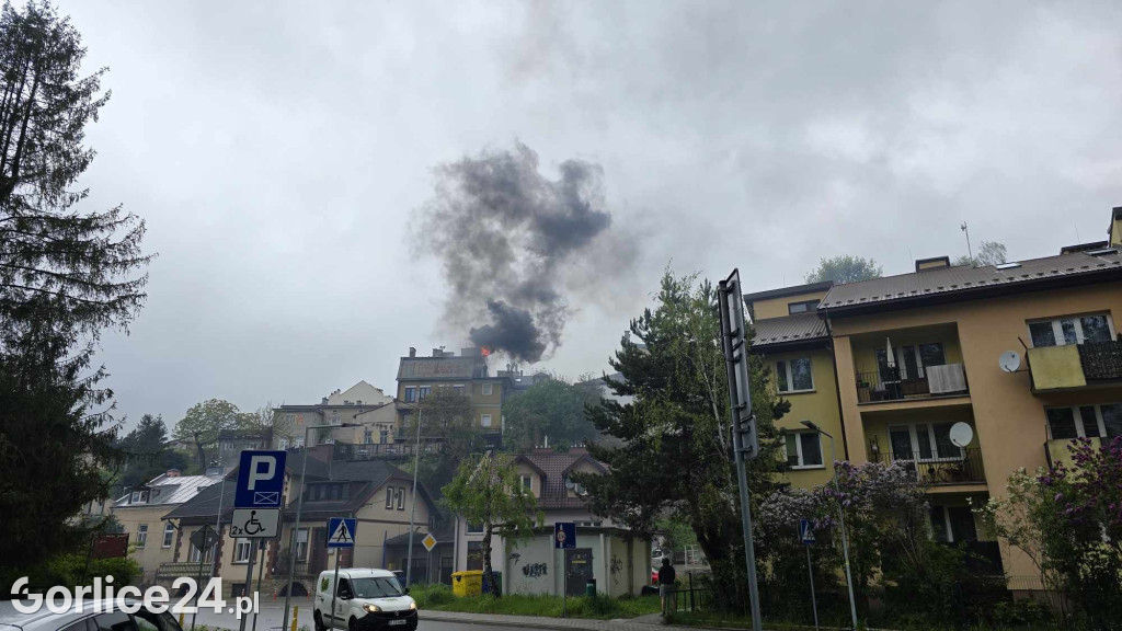 Pożar w centrum Gorlic (21.04.)
