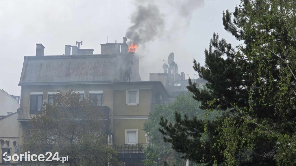Pożar w centrum Gorlic (21.04.)
