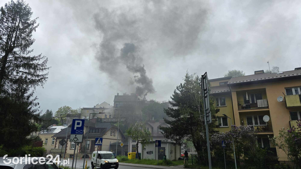 Pożar w centrum Gorlic (21.04.)