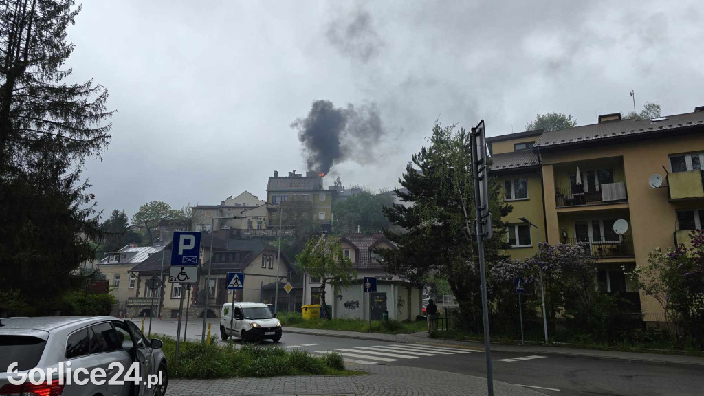 Pożar w centrum Gorlic (21.04.)