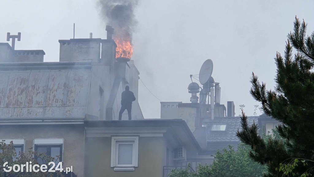 Pożar w centrum Gorlic (21.04.)
