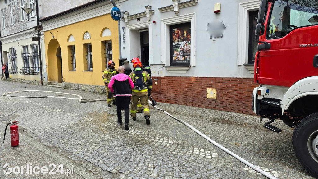 Pożar w centrum Gorlic (21.04.)