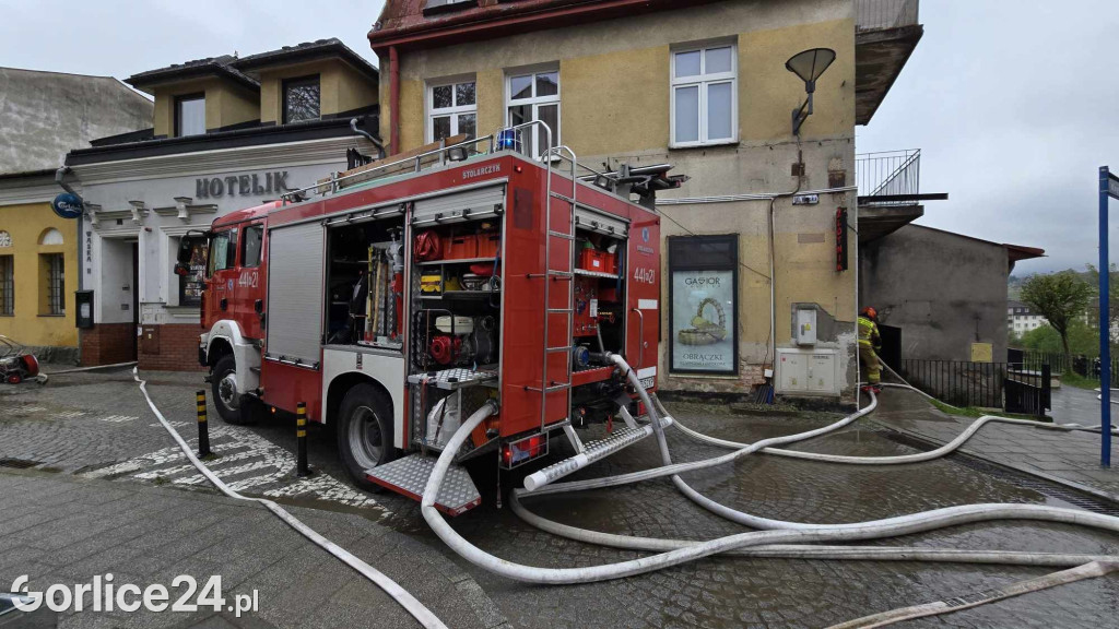 Pożar w centrum Gorlic (21.04.)