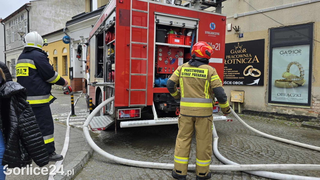 Pożar w centrum Gorlic (21.04.)