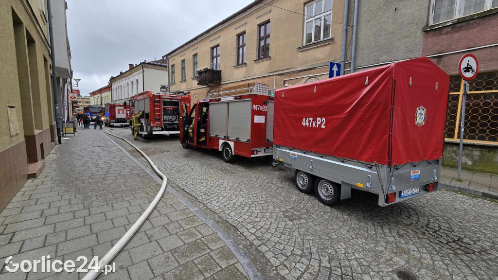 Pożar w centrum Gorlic (21.04.)