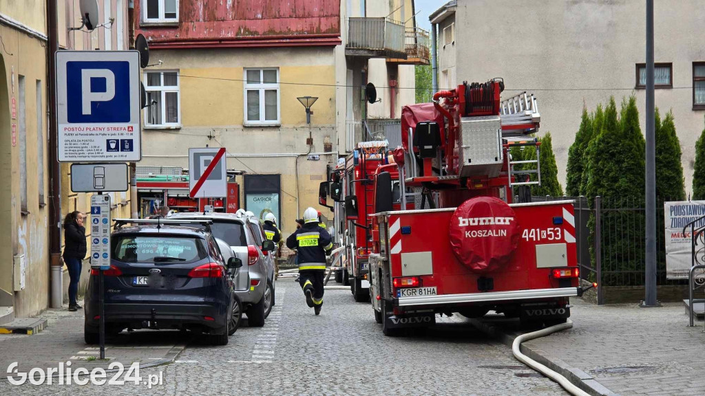 Pożar w centrum Gorlic (21.04.)
