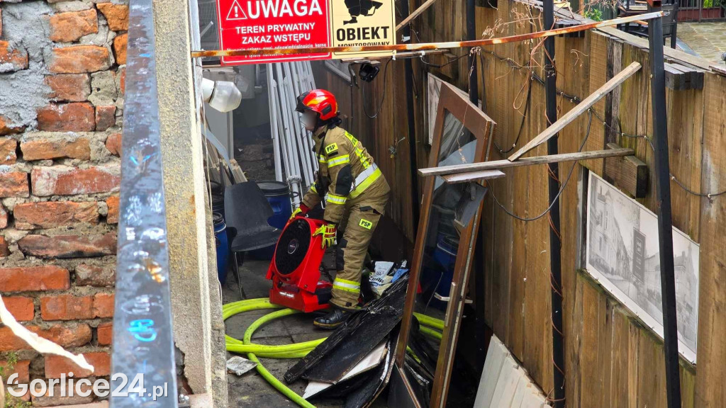 Pożar w centrum Gorlic (21.04.)