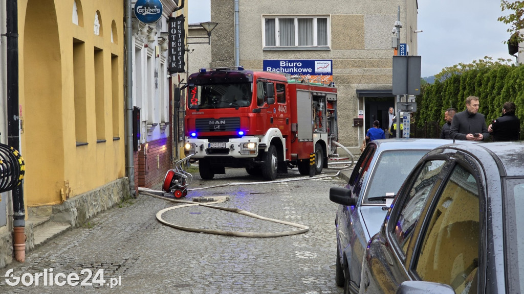Pożar w centrum Gorlic (21.04.)