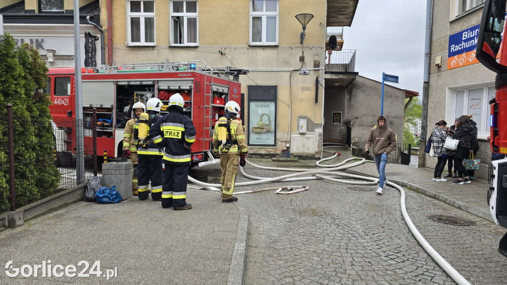 Pożar w centrum Gorlic (21.04.)