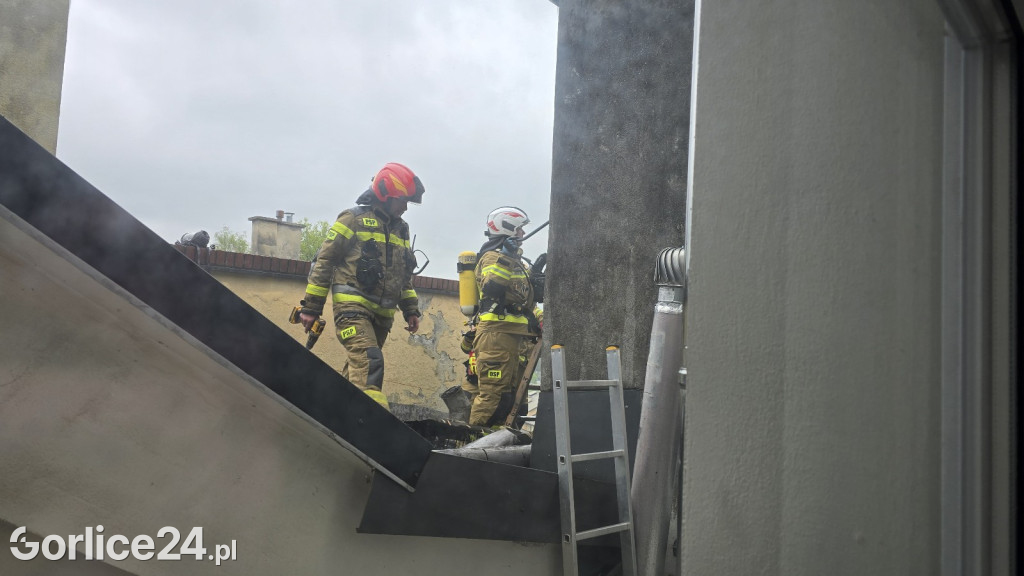 Pożar w centrum Gorlic (21.04.)