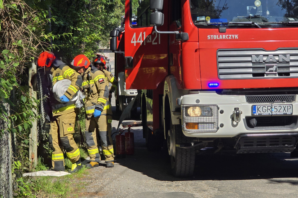 Akcja straży pożarnej na ul. Św. Maksyma (13.08.)