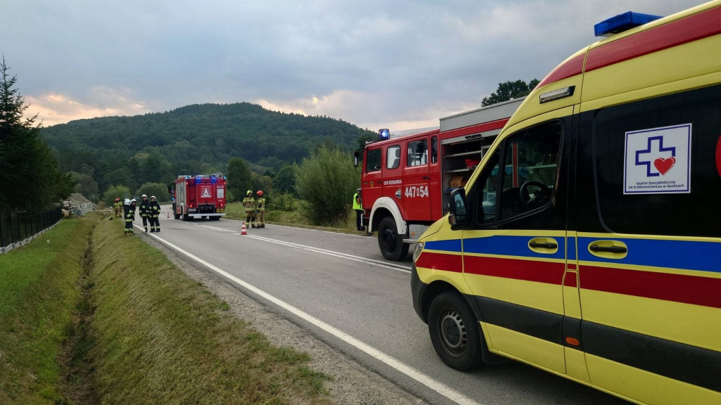 Zderzenie osobówki z samochodem ciężarowym 16.08.