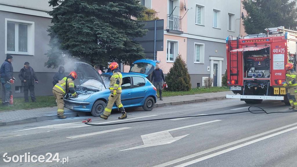 Pożar samochodu na ul. Węgierskiej w Gorlicach (06.12)