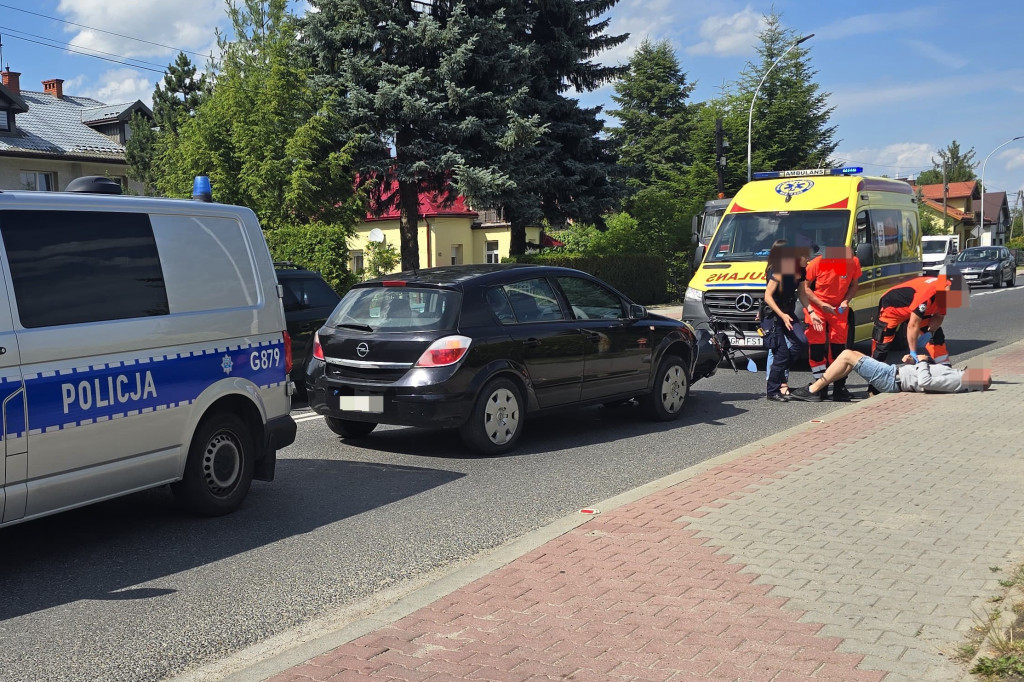 Zderzenie samochodu i motocykla na ul. Kościuszki