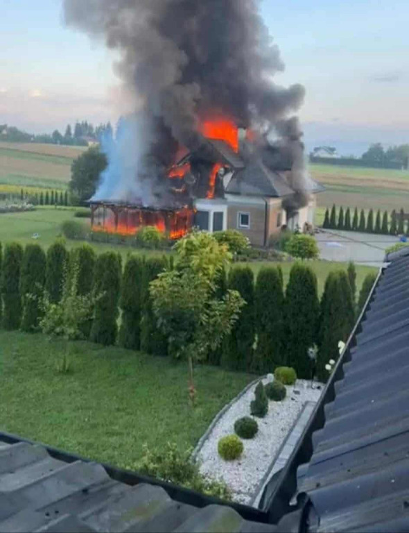Pożar budynku w Wolicy