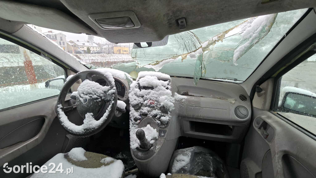 Wrak pandy na parkingu przy ul. Mickiewicza