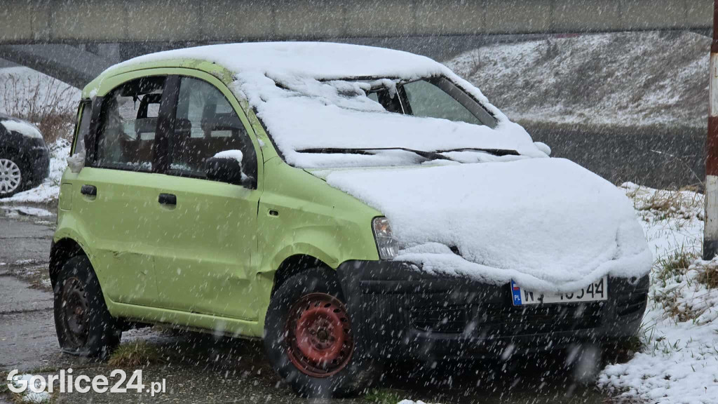 Wrak pandy na parkingu przy ul. Mickiewicza