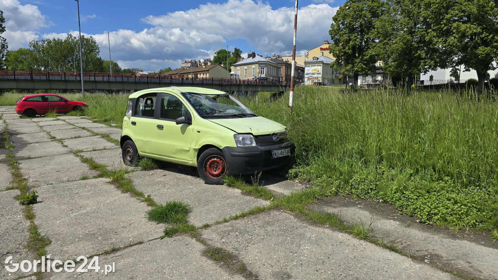 Wrak pandy na parkingu przy ul. Mickiewicza