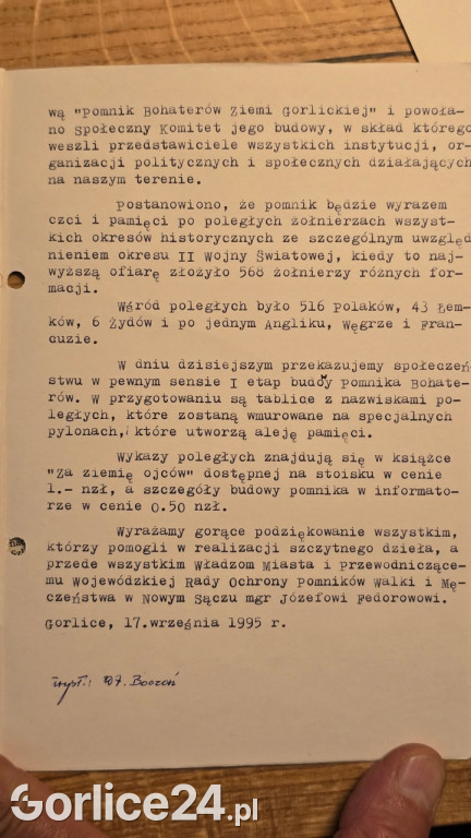 30-rocznica odsłonięcia Pomnika Bohaterów Ziemi Gorlickiej