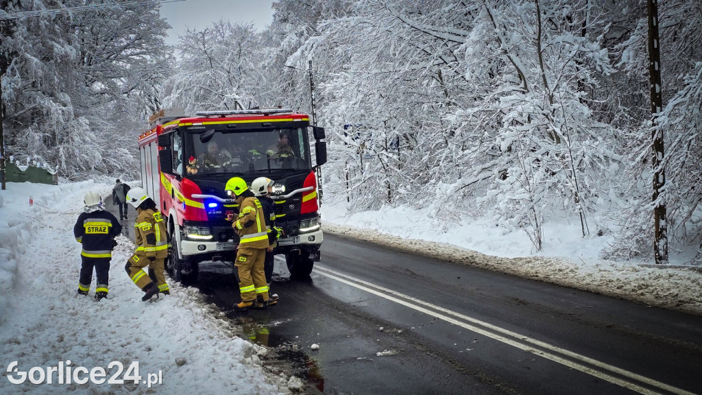 Gorlice. Akcje strażaków usuwania skutków śnieżycy (23.11.)