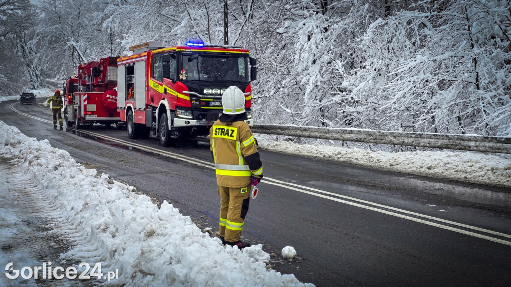 Gorlice. Akcje strażaków usuwania skutków śnieżycy (23.11.)