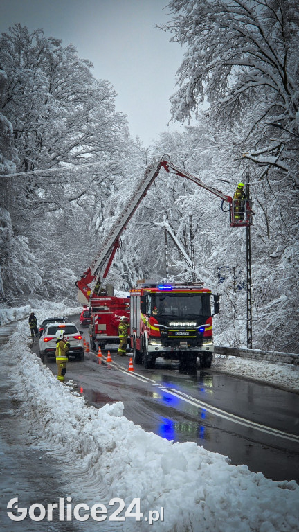 Gorlice. Akcje strażaków usuwania skutków śnieżycy (23.11.)