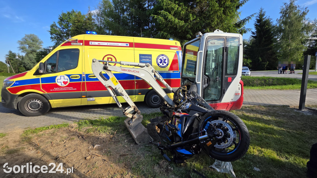 Zderzenie motocyklisty z minikoparką (12.06.2026)