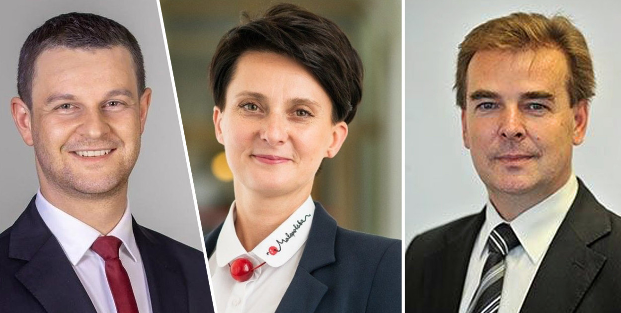 Trójka Trzeciej Drogi, od lewej: Marcin Ratułowski, poseł Urszula Nowogórska i Stanisław Barnaś