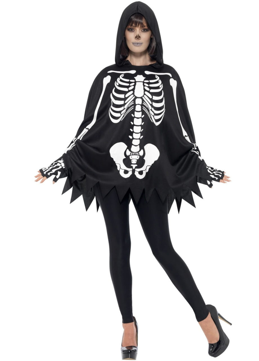 Strój halloweenowy KOŚCIOTRUP ponczo i rękawiczki
