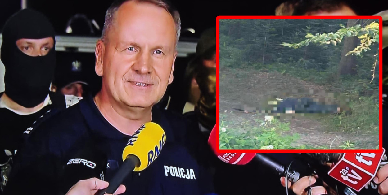 insp. Artur Bednarek, Komendant Wojewódzki Policji w Krakowie podczas briefingu w Starej Wsi / źródło: TVP Info / zdjęcie ciała T. Dudy
