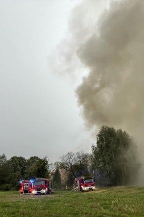 Korczyna. Pożar budynku gospodarczego-2514