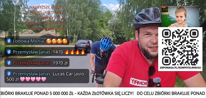 Rompey jedzie na rowerze do Moszczenicy. Trwa charytatywny live dla Nikoli